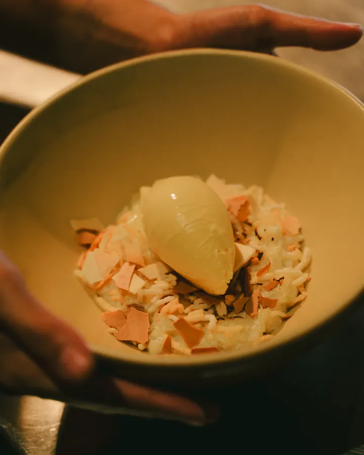 Bowl of dessert with ice cream