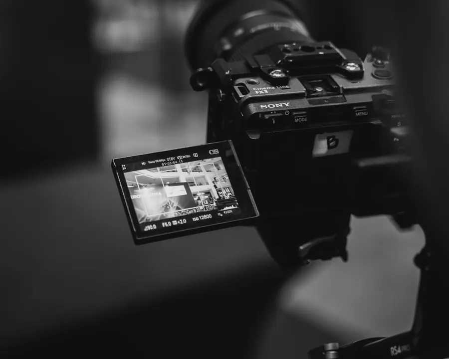 Camera screen showing the event, in black and white